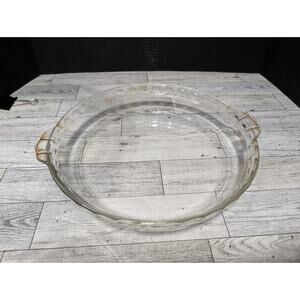 Vintage PYREX #229 Crimp Edge Clear Glass Deep Pie Dish 9.5" x 2" Made in USA